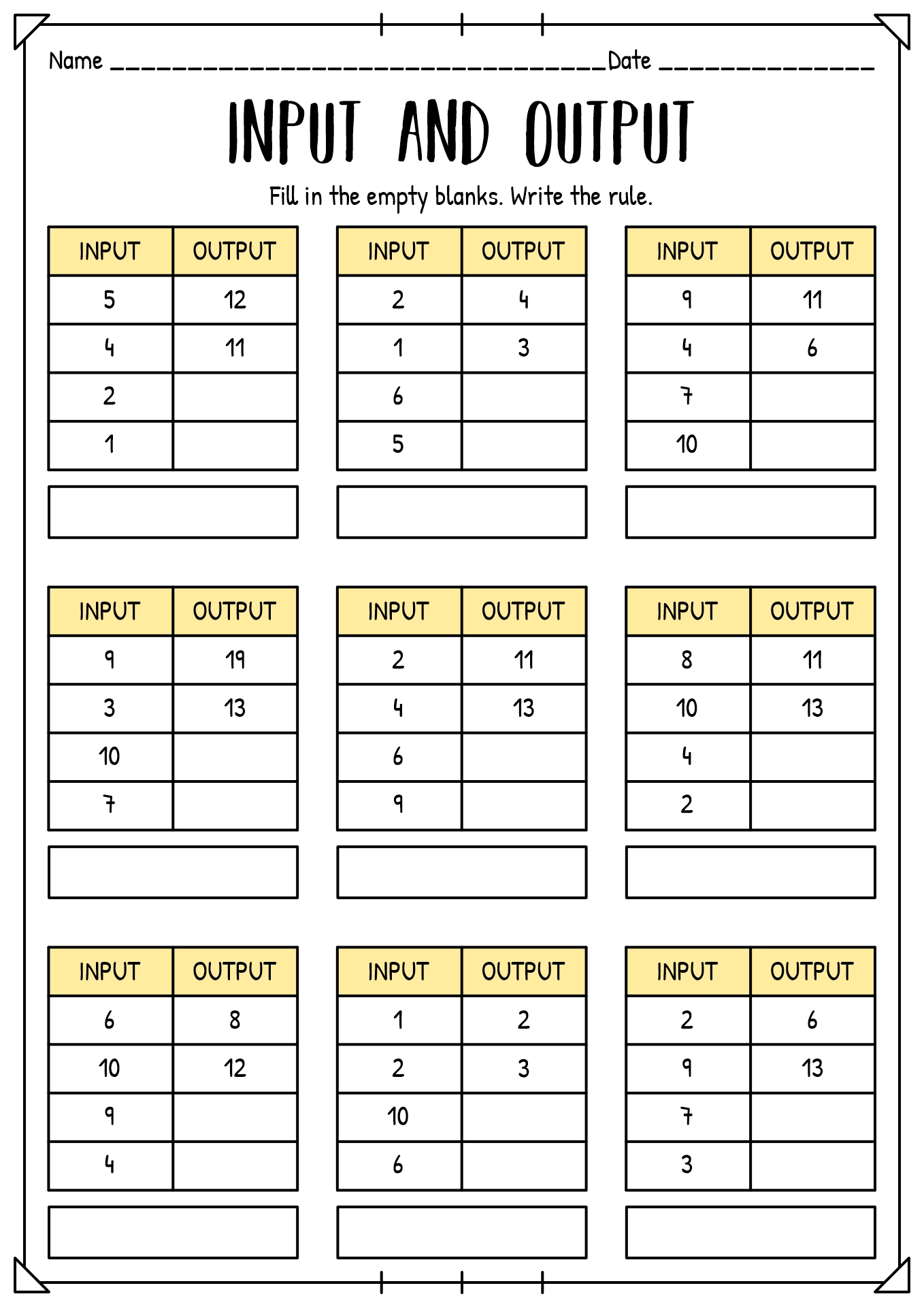 Input And Output Tables Worksheets 37