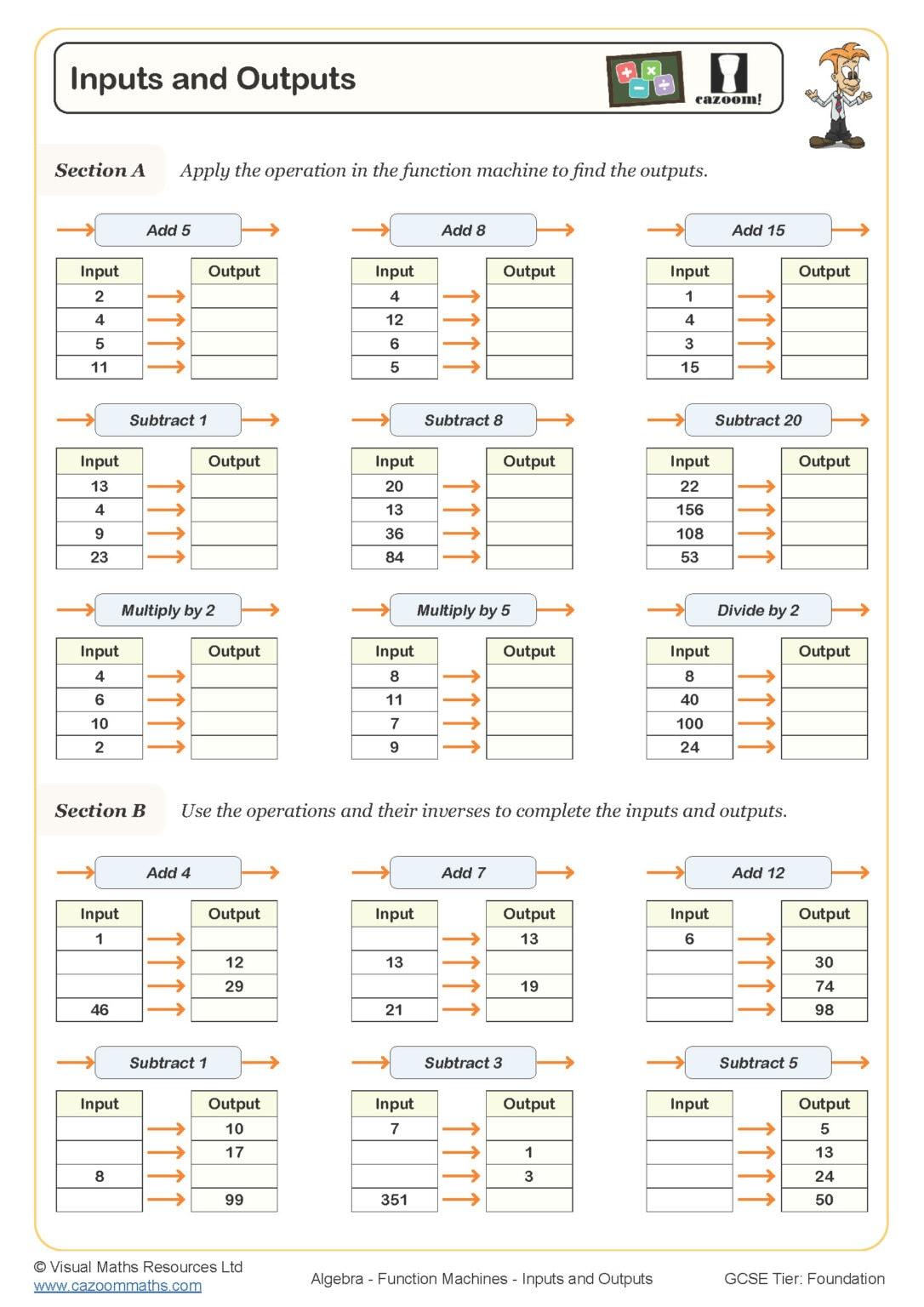 Input And Output Tables Worksheets 73