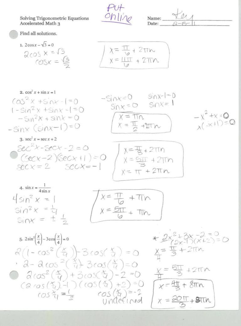 Discover 60+ Precalculus Worksheet On Simplifying Trig Expressions 42