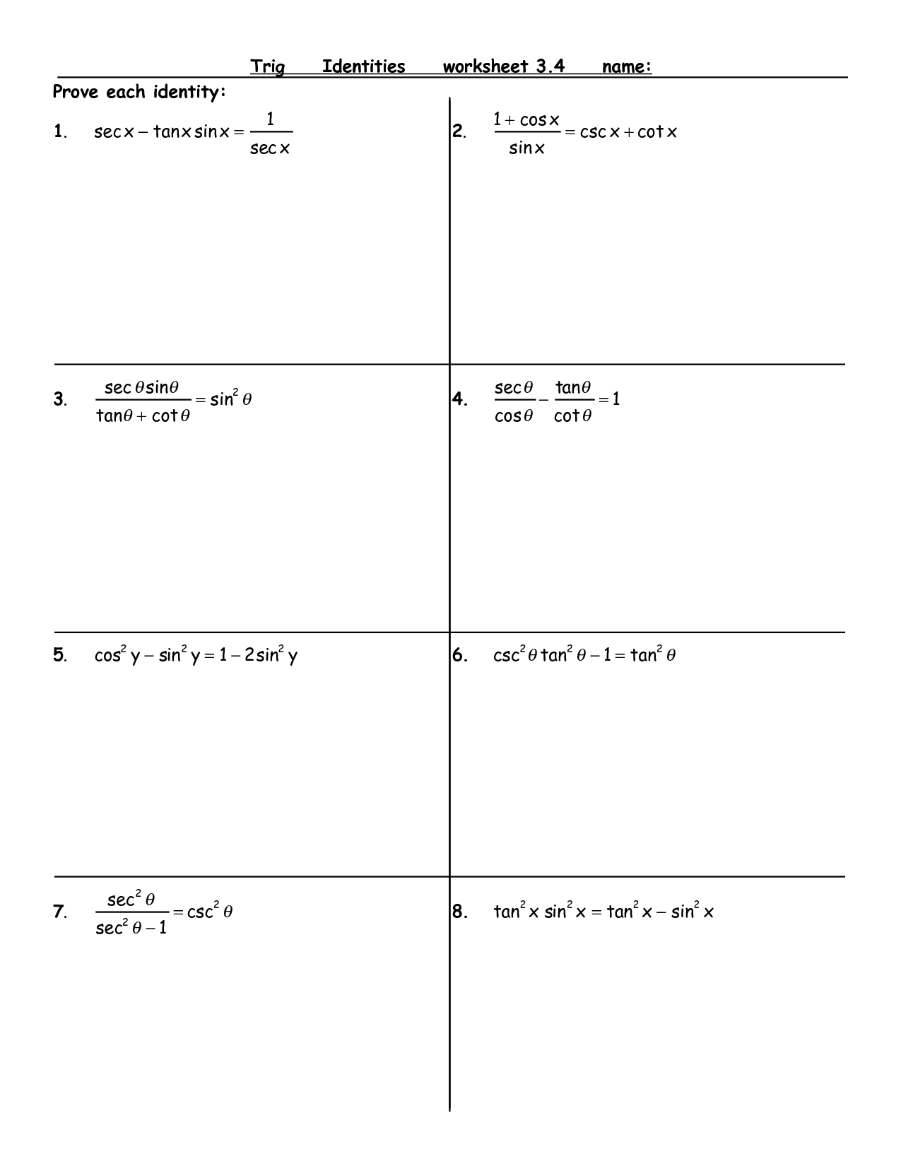 Discover 60+ Precalculus Worksheet On Simplifying Trig Expressions 44