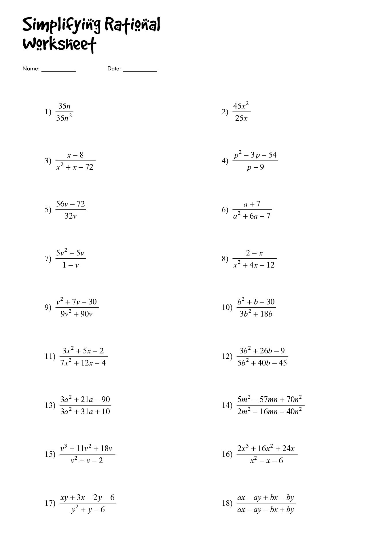 Discover 60+ Precalculus Worksheet On Simplifying Trig Expressions 53