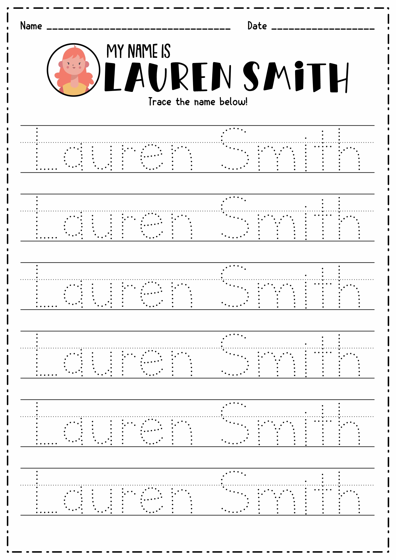 20 Example Name Tracing Worksheets 18