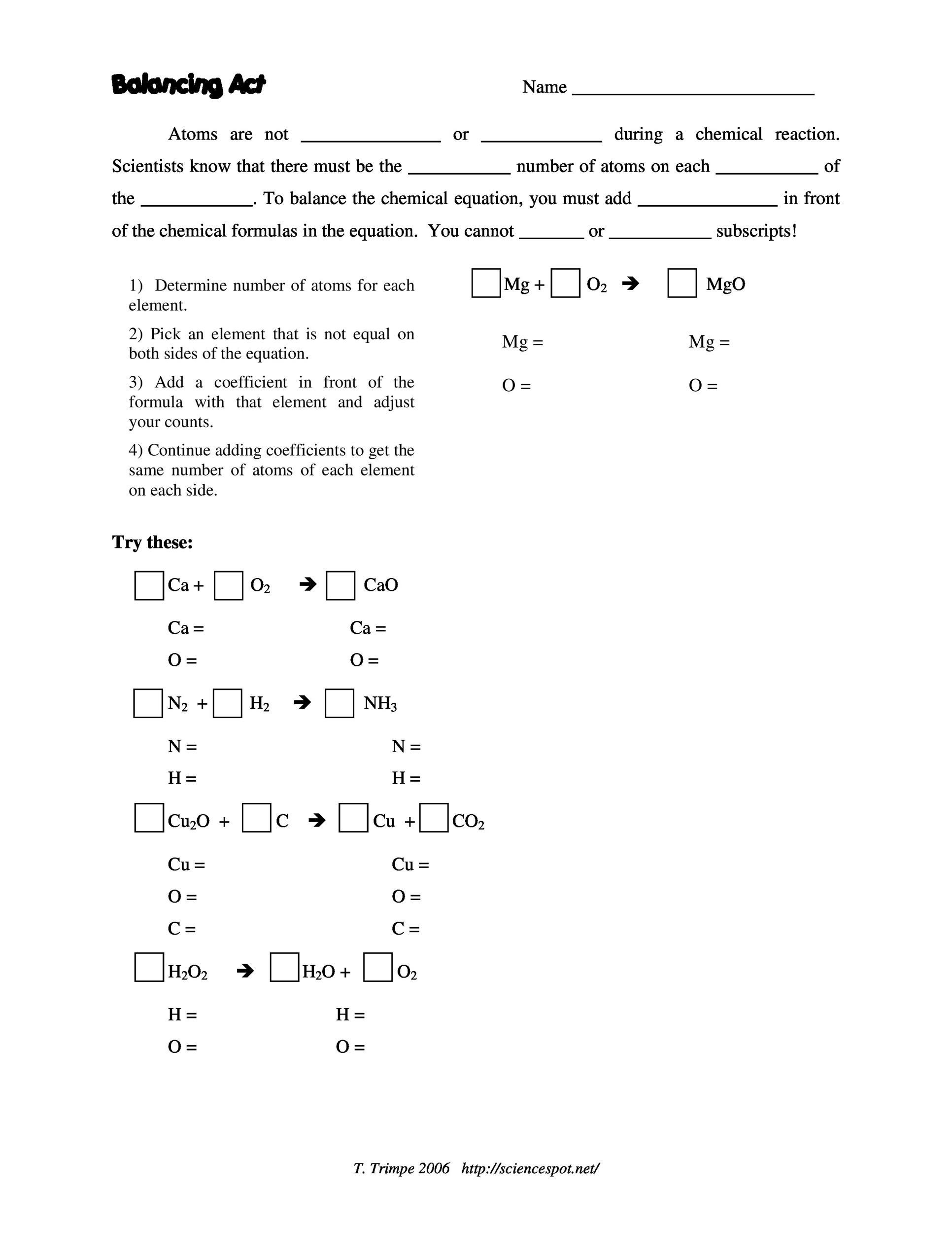33 New Balancing Equations Worksheet 7