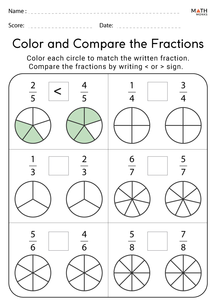 65 Comparing Fractions Worksheets 69