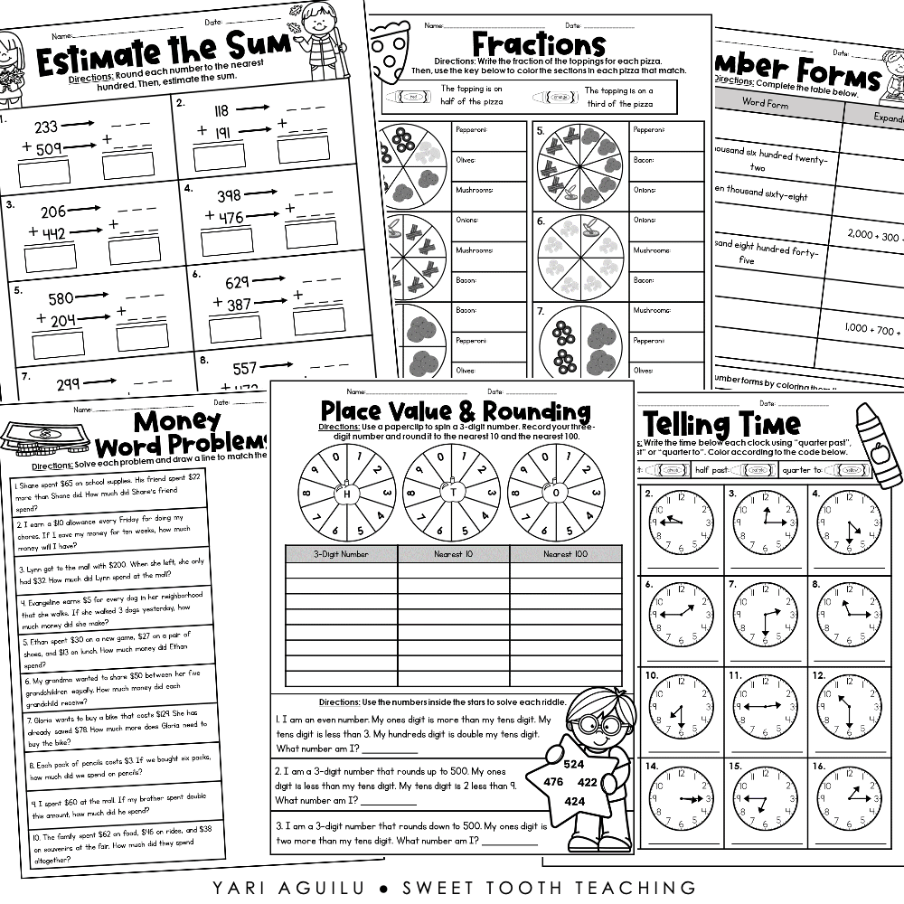 70 Math Worksheets For 3Rd Graders 44