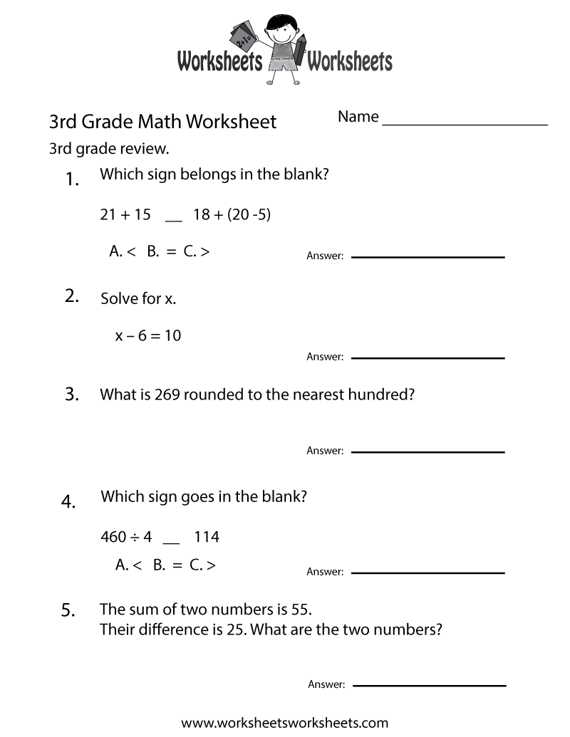 70 Math Worksheets For 3Rd Graders 45