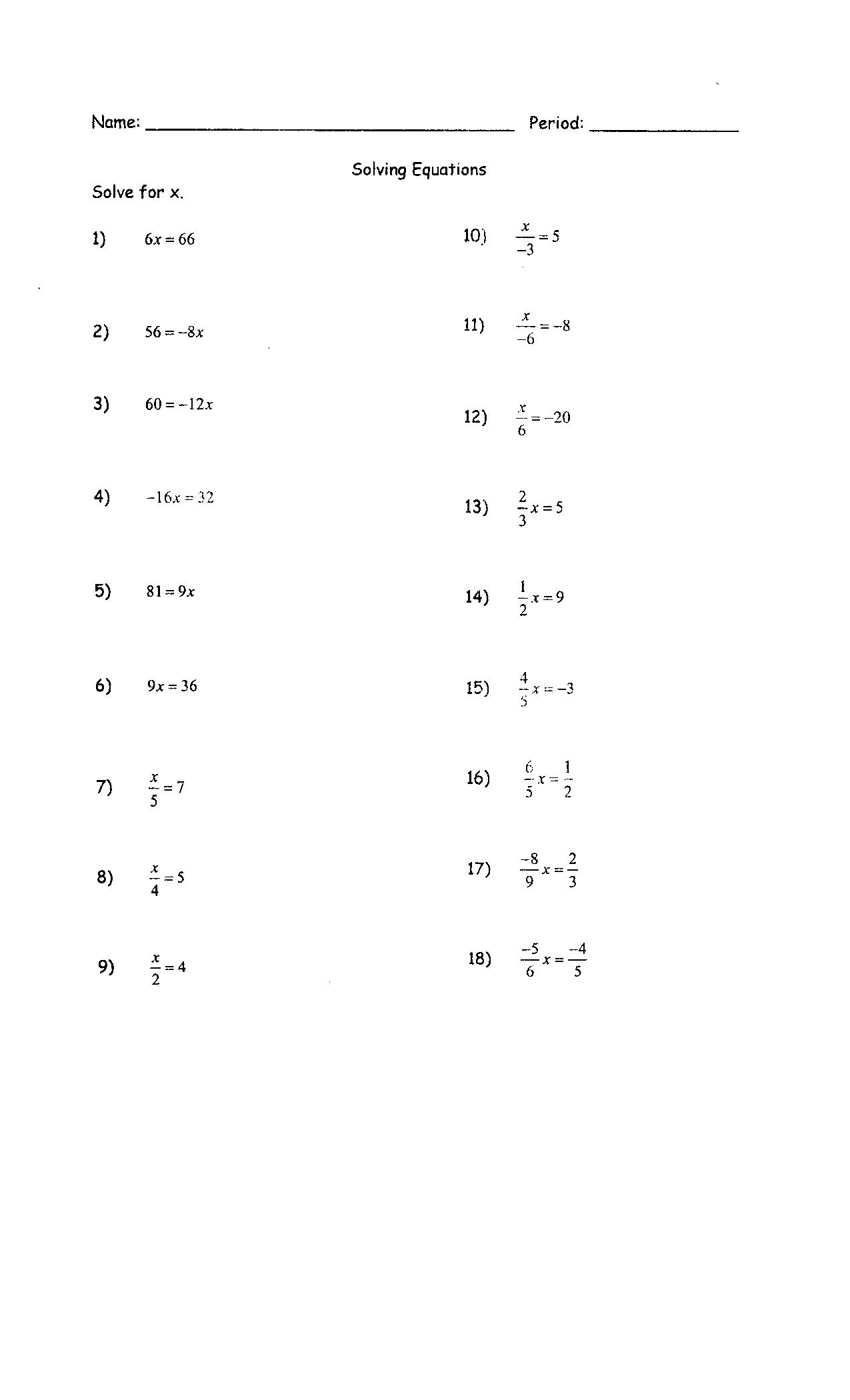 Best 60+ Pre Algebra Worksheets 58