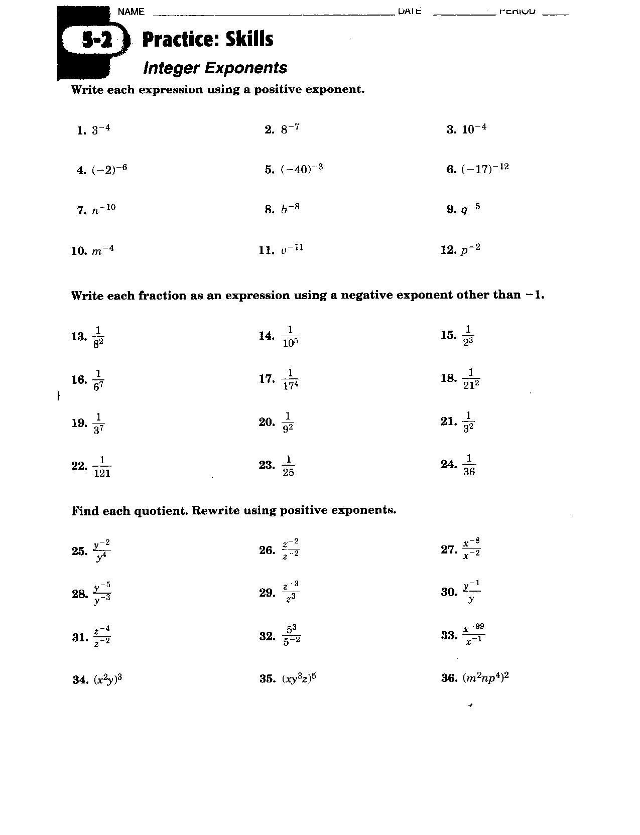 Best 60+ Pre Algebra Worksheets 63
