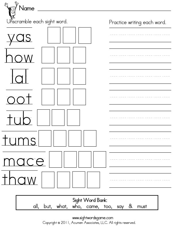 Best 60+ Sight Word Worksheets 9