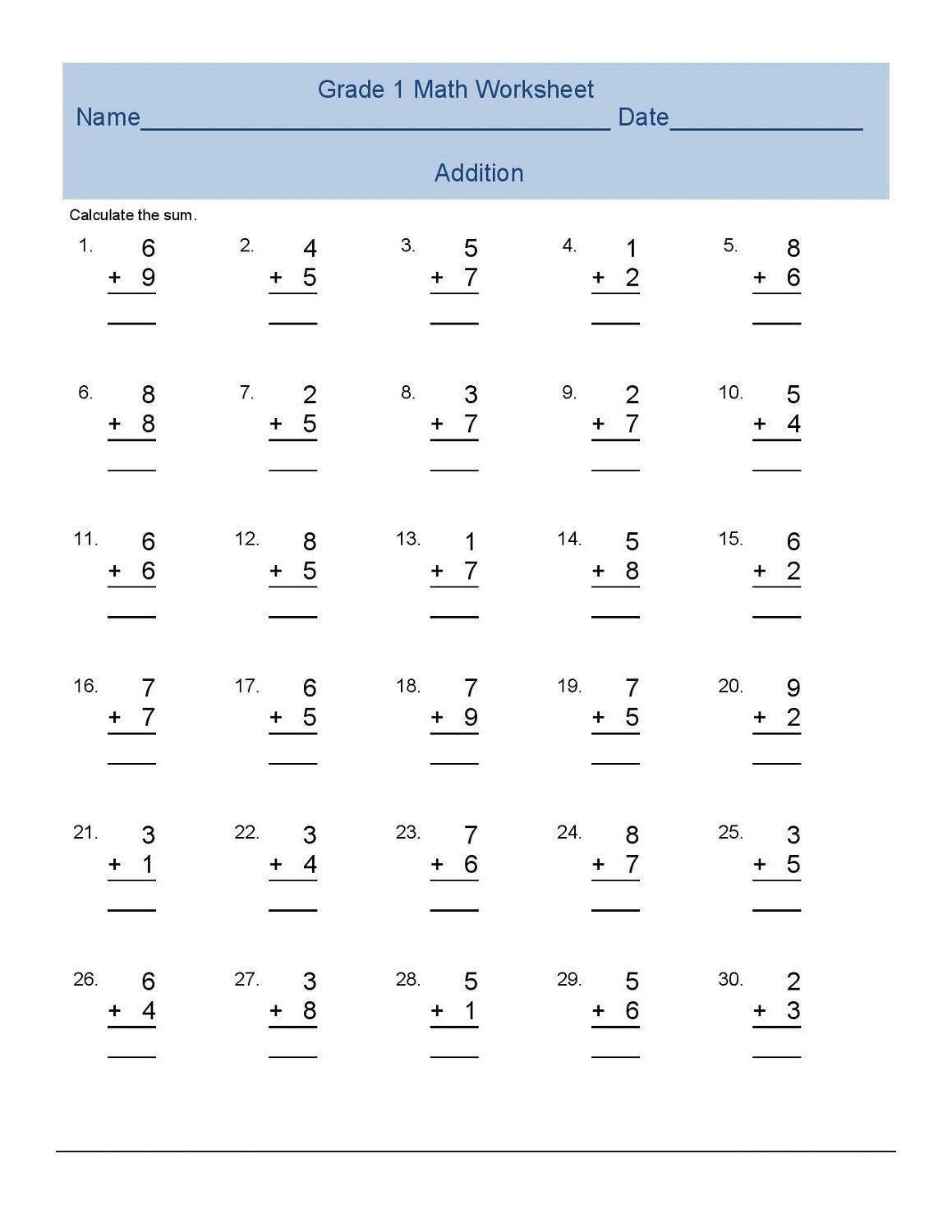 Math Worksheets For 1St Graders 26