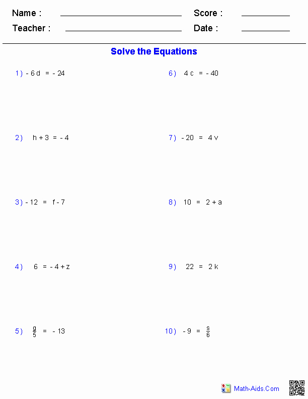 50 Printable 2 Step Equations Worksheets 13