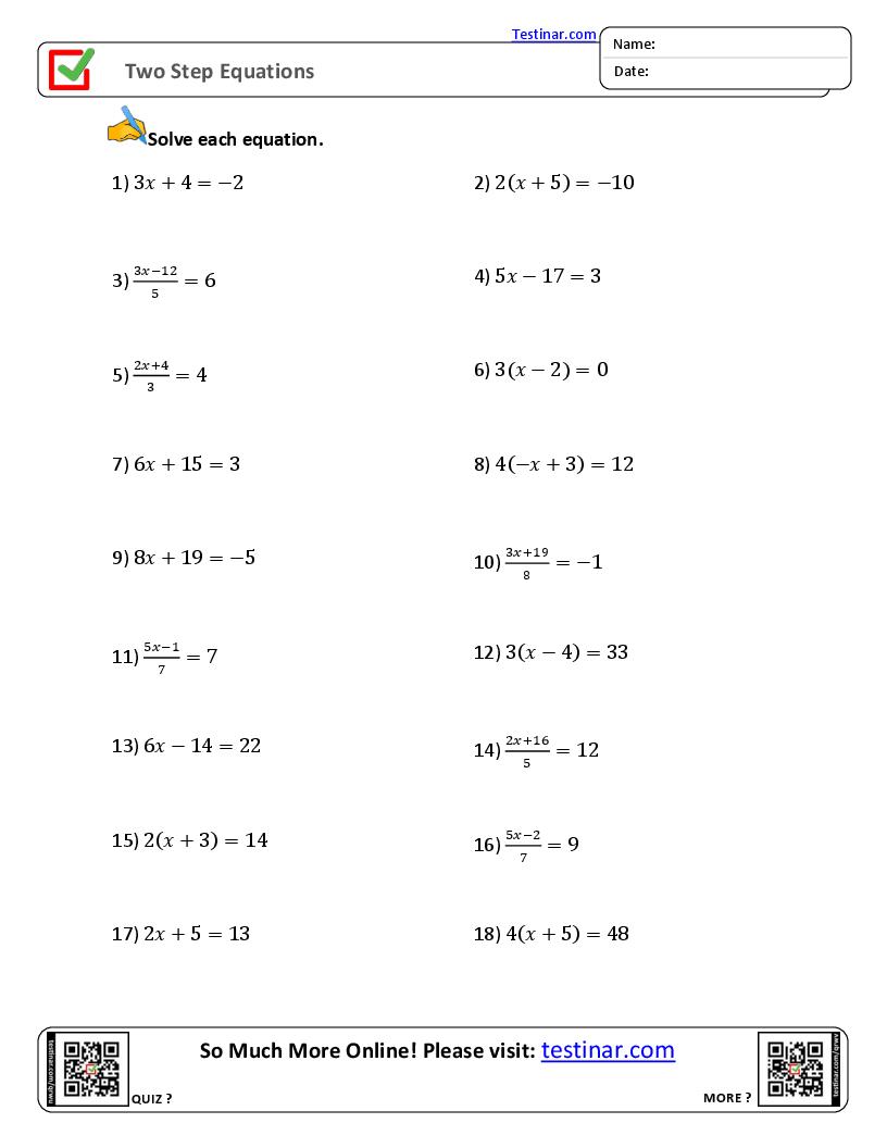 50 Printable 2 Step Equations Worksheets 19