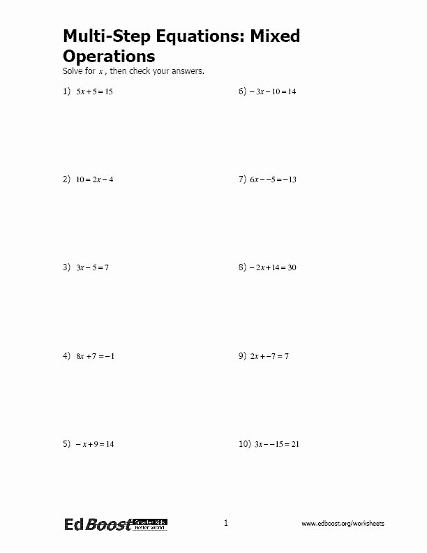 50 Printable 2 Step Equations Worksheets 20