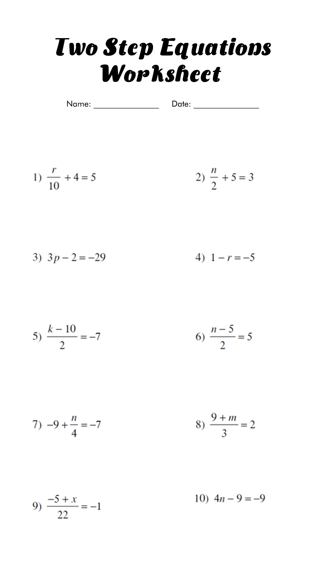 50 Printable 2 Step Equations Worksheets 24