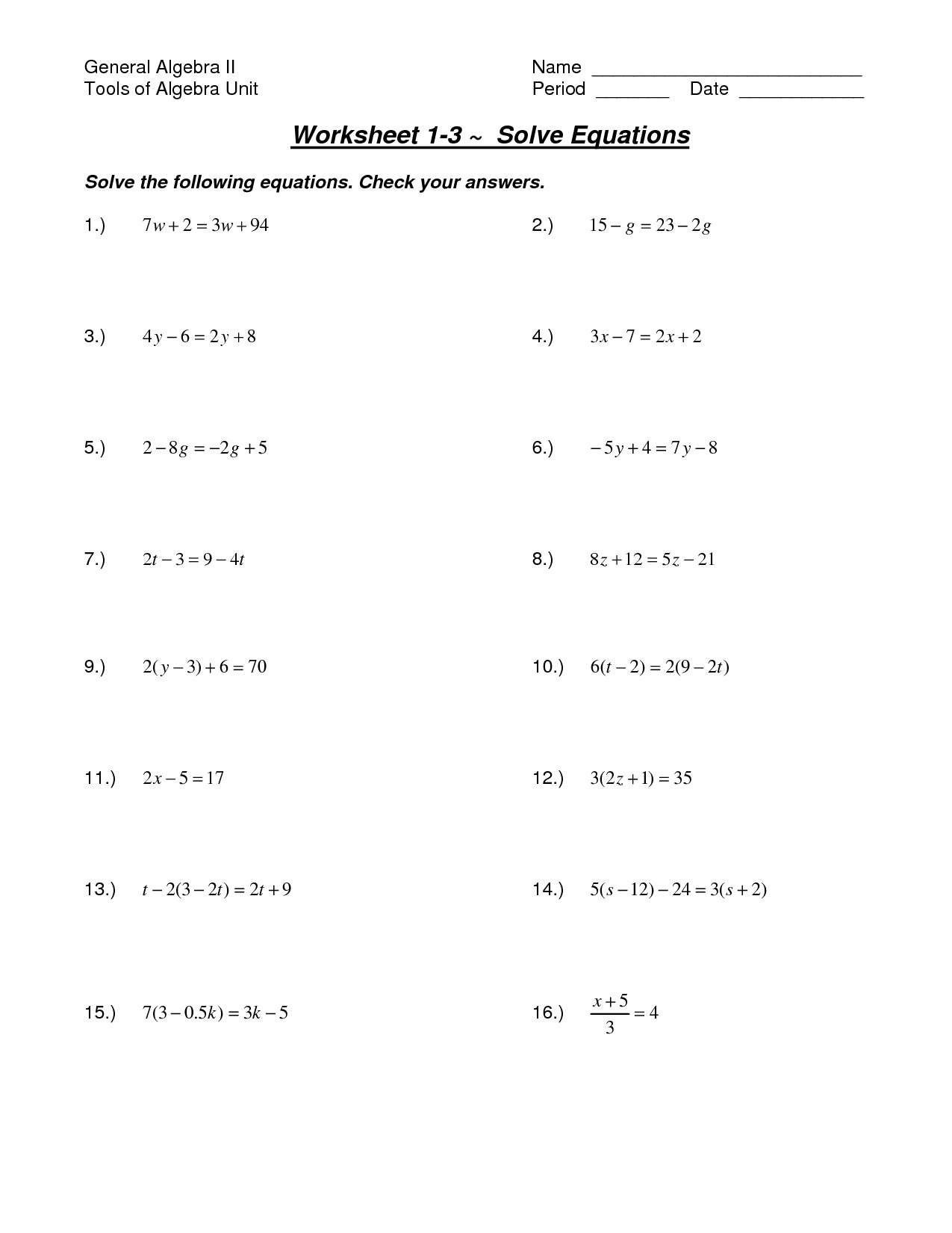 50 Printable 2 Step Equations Worksheets 25