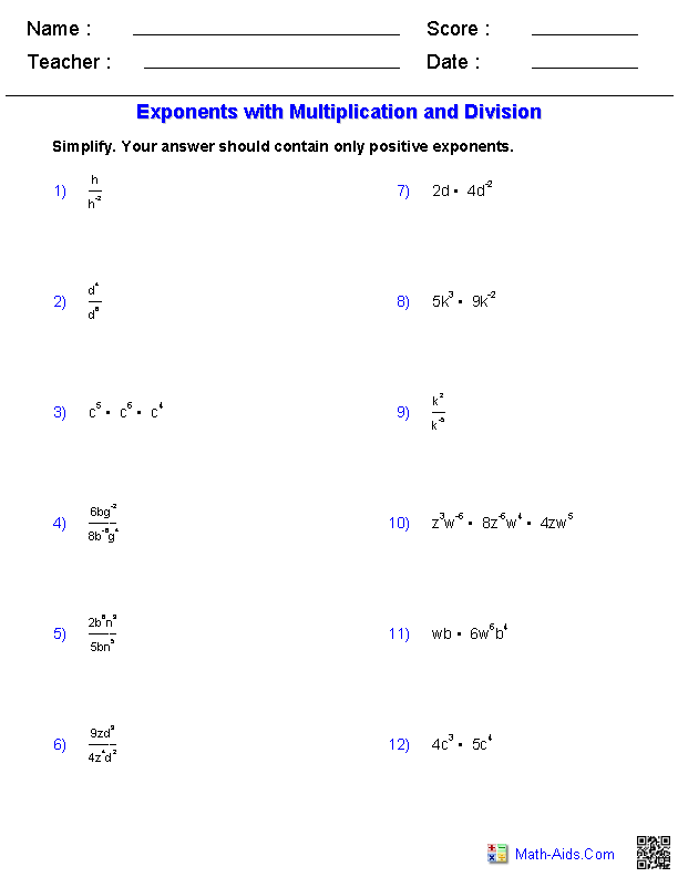 50 Printable Algebra 1 Worksheets 20