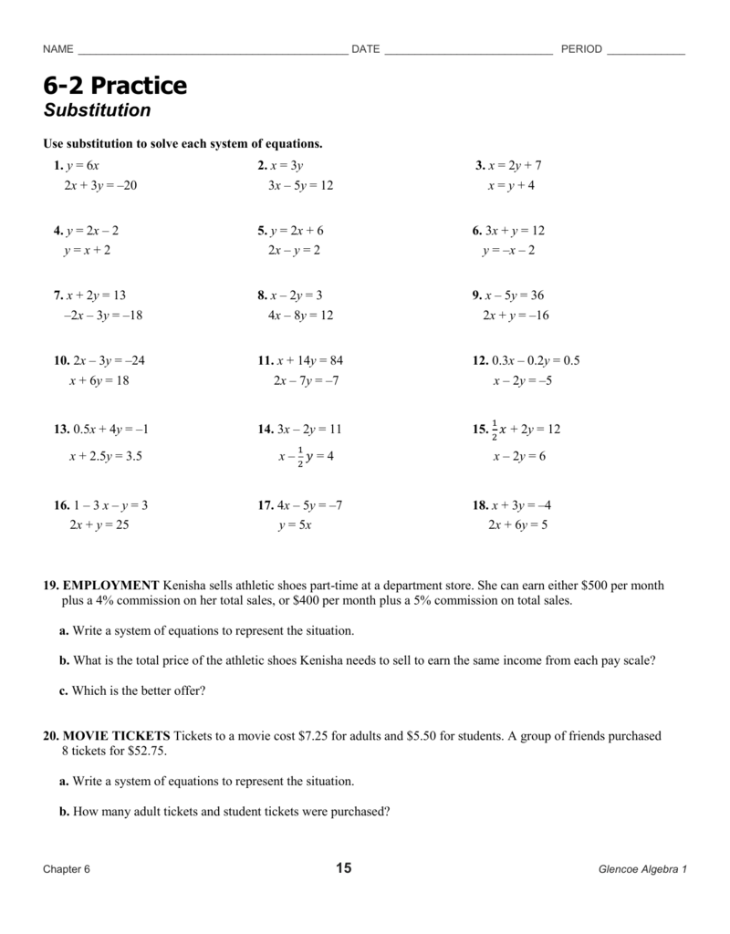 50 Printable Algebra 1 Worksheets 31