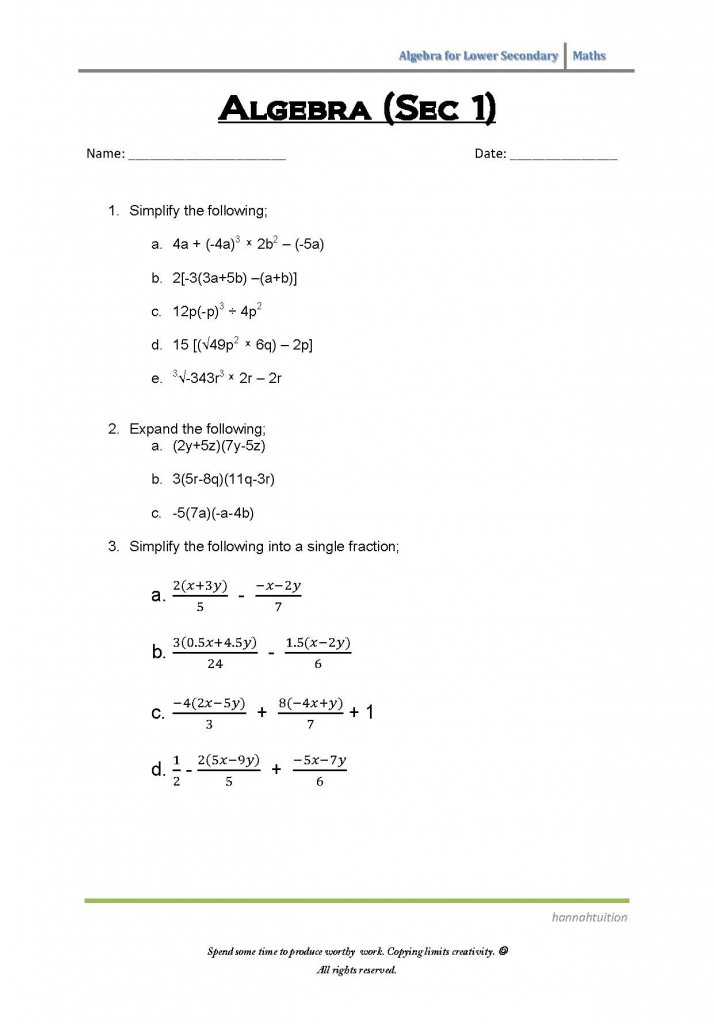 50 Printable Algebra 1 Worksheets 39