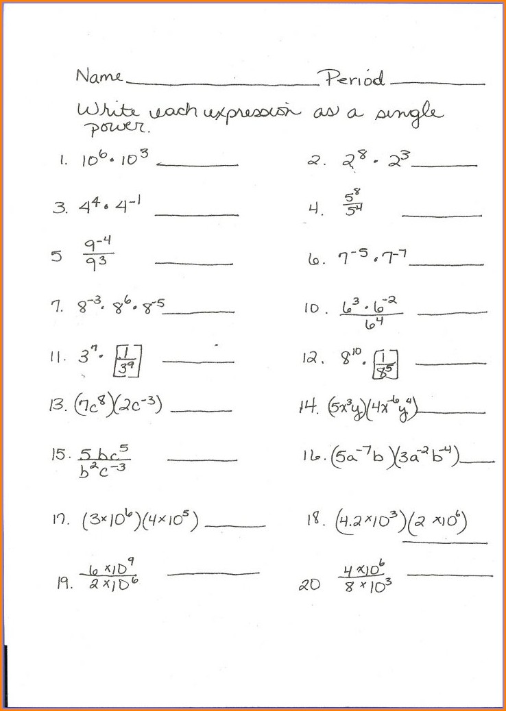 50 Printable Algebra 1 Worksheets 4