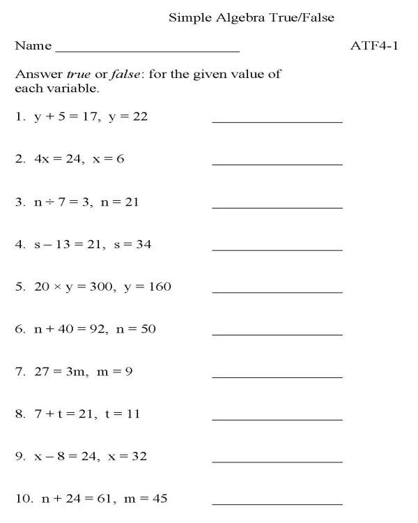 50 Printable Algebra 1 Worksheets 41