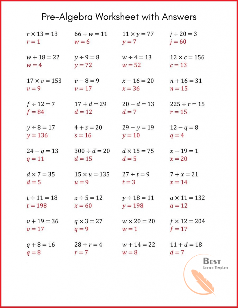 50 Printable Algebra 1 Worksheets 59