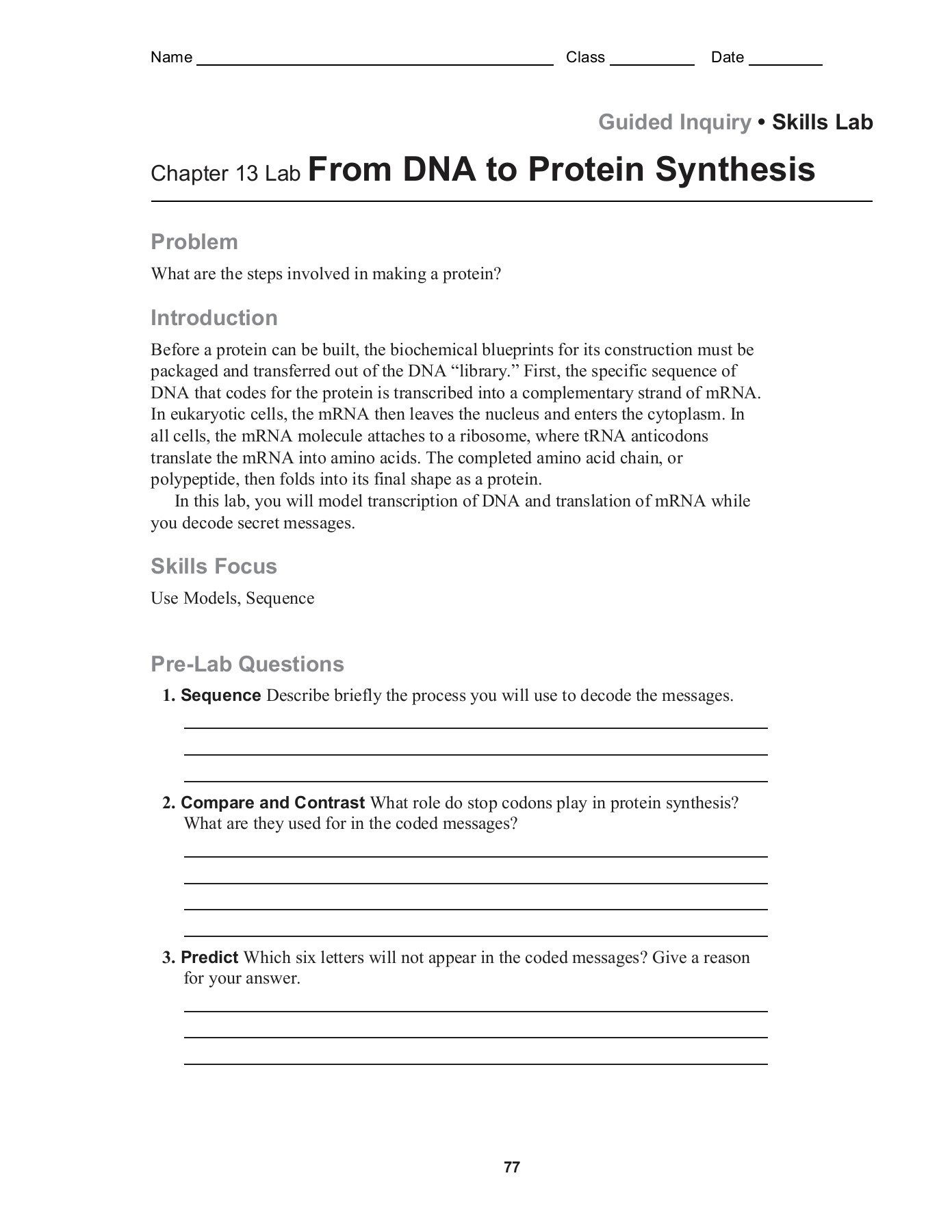 60 Best Protein Synthesis Worksheets 57