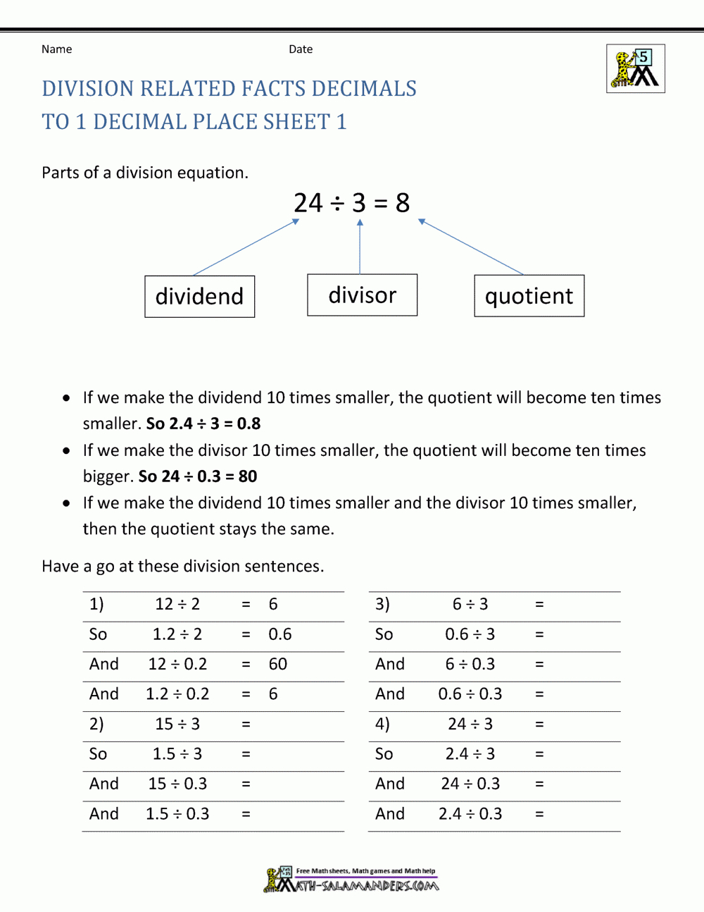 60 Dividing Decimals Worksheets 33