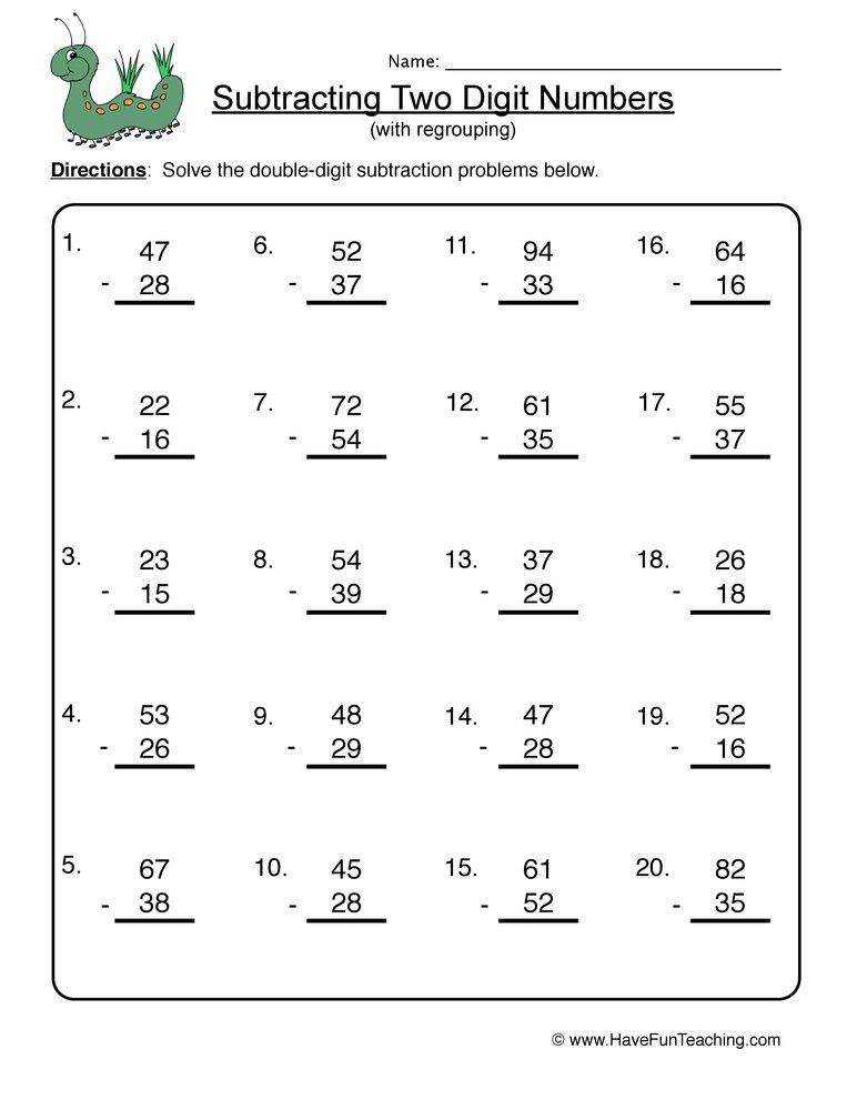 60 Subtraction With Regrouping Worksheets 14