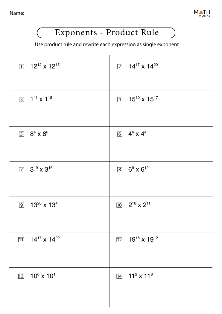 75 Printable Exponent Rules Worksheets 14