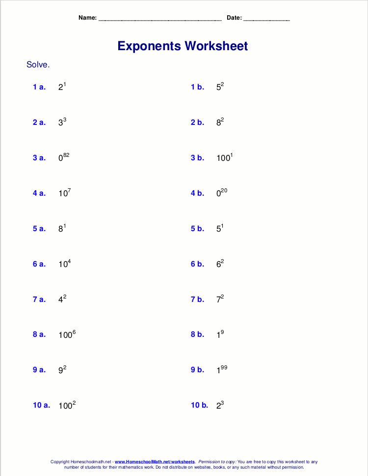 75 Printable Exponent Rules Worksheets 16