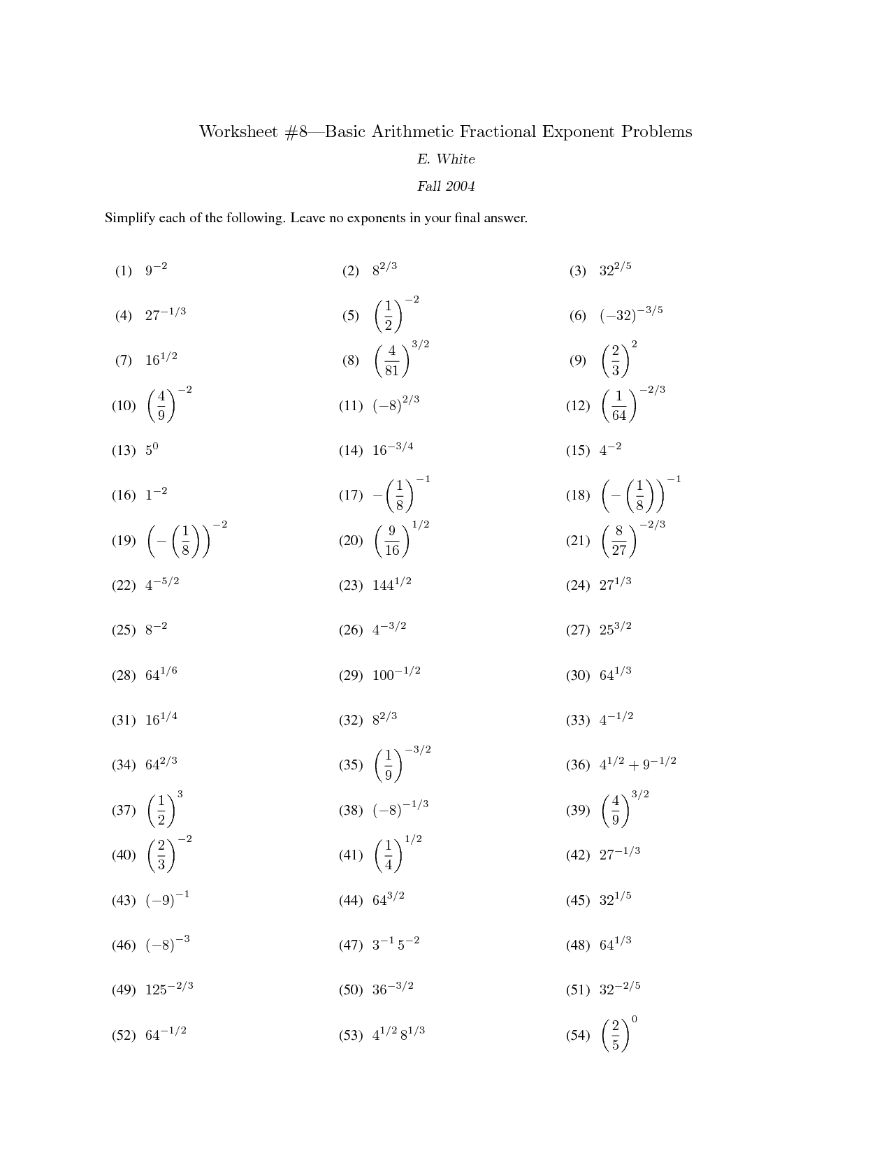 75 Printable Exponent Rules Worksheets 18