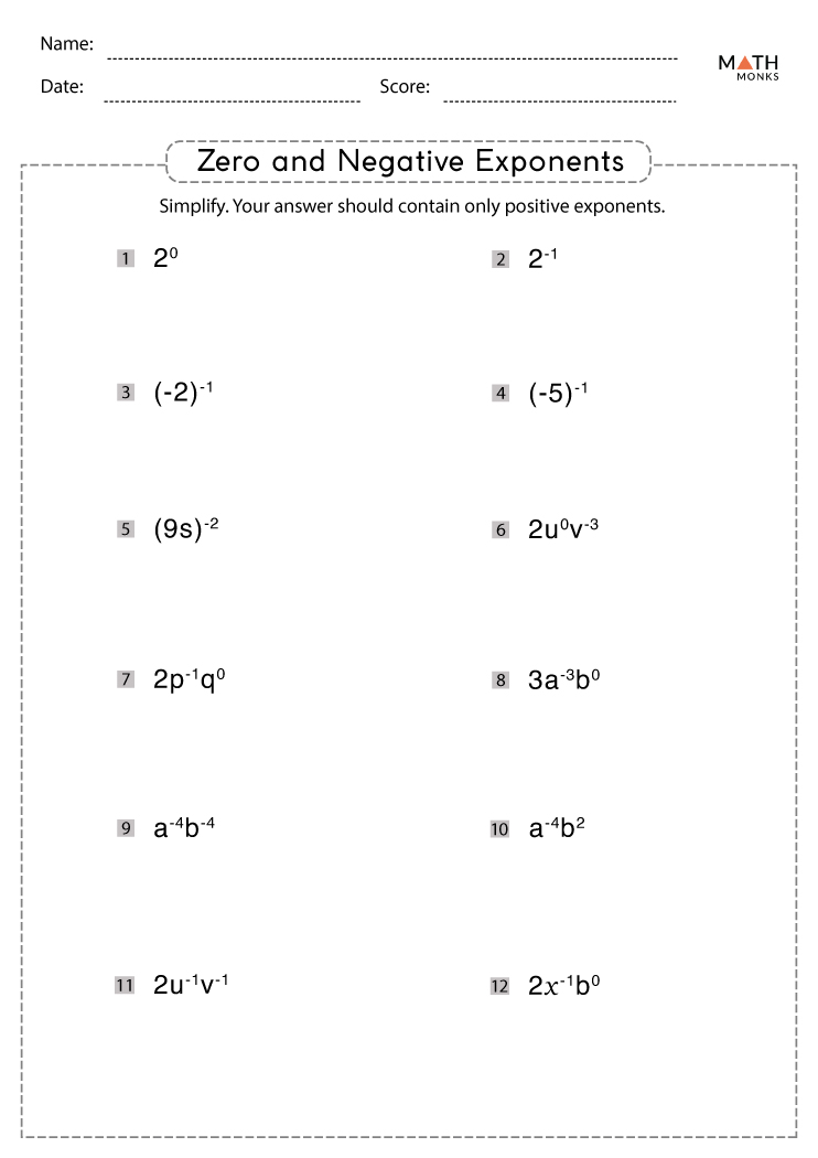 75 Printable Exponent Rules Worksheets 23