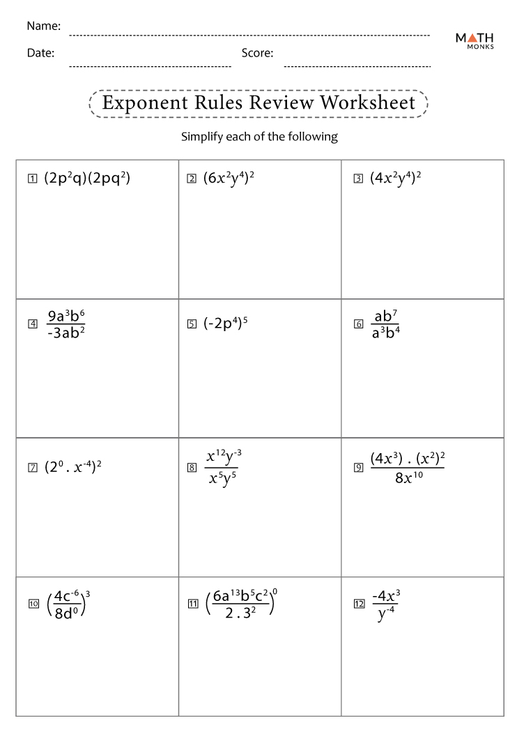 75 Printable Exponent Rules Worksheets 26