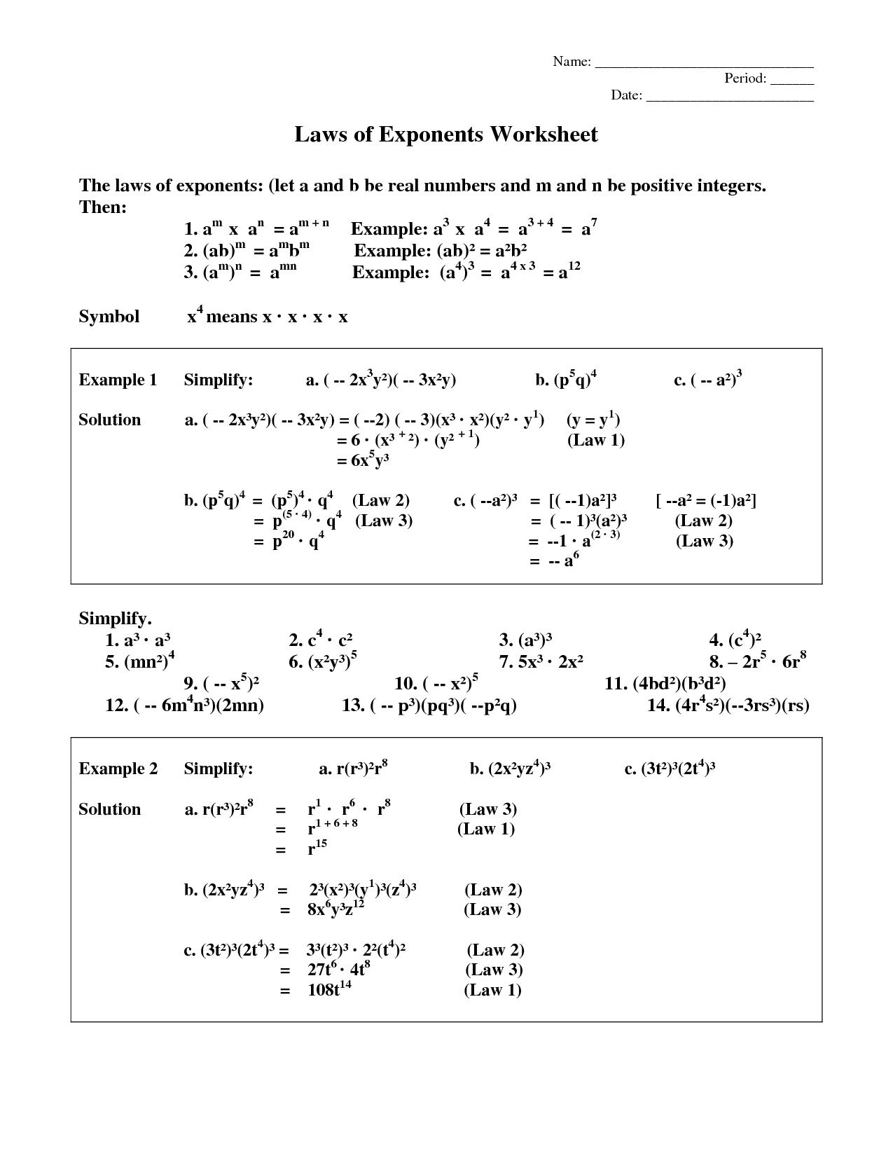 75 Printable Exponent Rules Worksheets 27