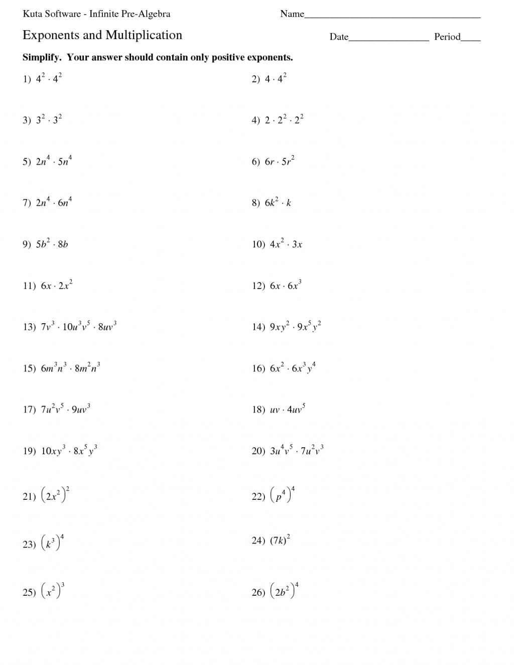 75 Printable Exponent Rules Worksheets 31