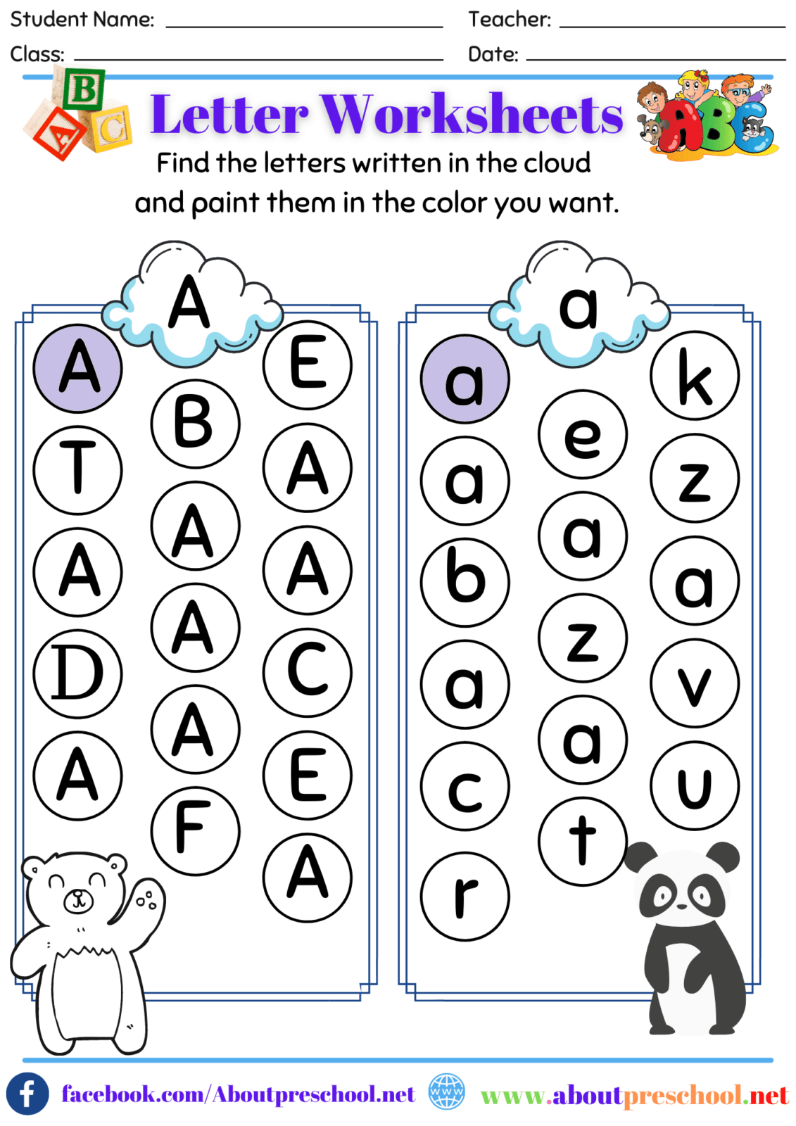 90 Printable Preschool Alphabet Worksheets 50