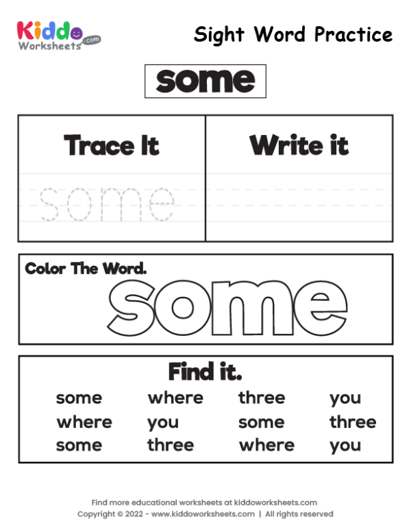 90 Sight Word Practice Worksheets 72