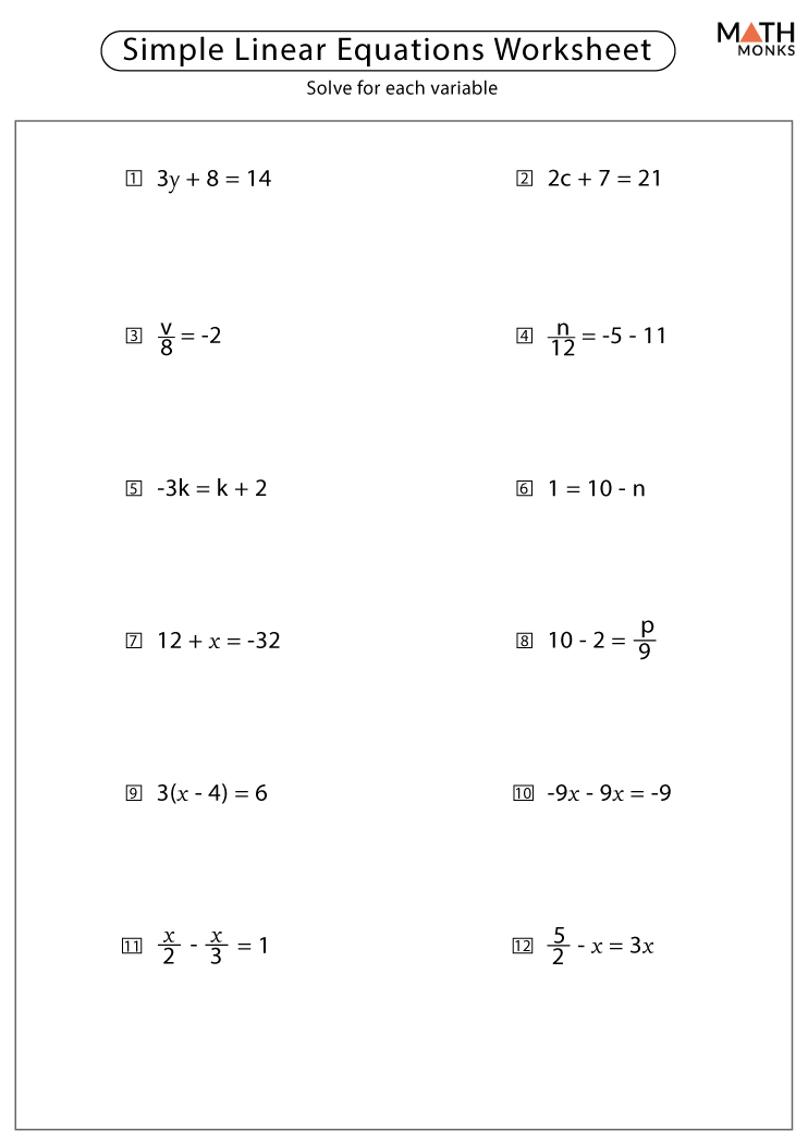 Best 50 Linear Equations Worksheets Ideas 50