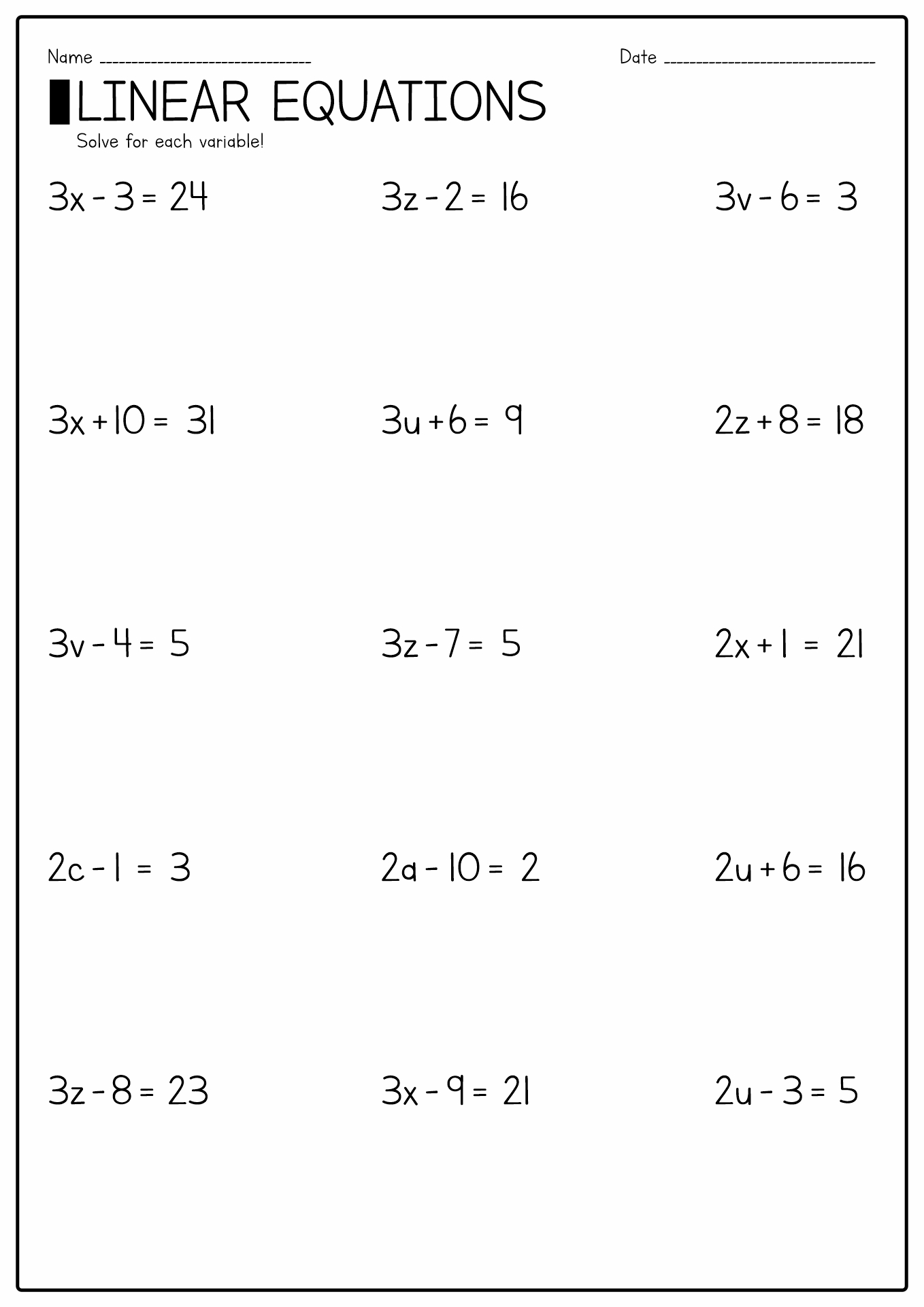 15 PreAlgebra 7th Grade Math Worksheets Free PDF