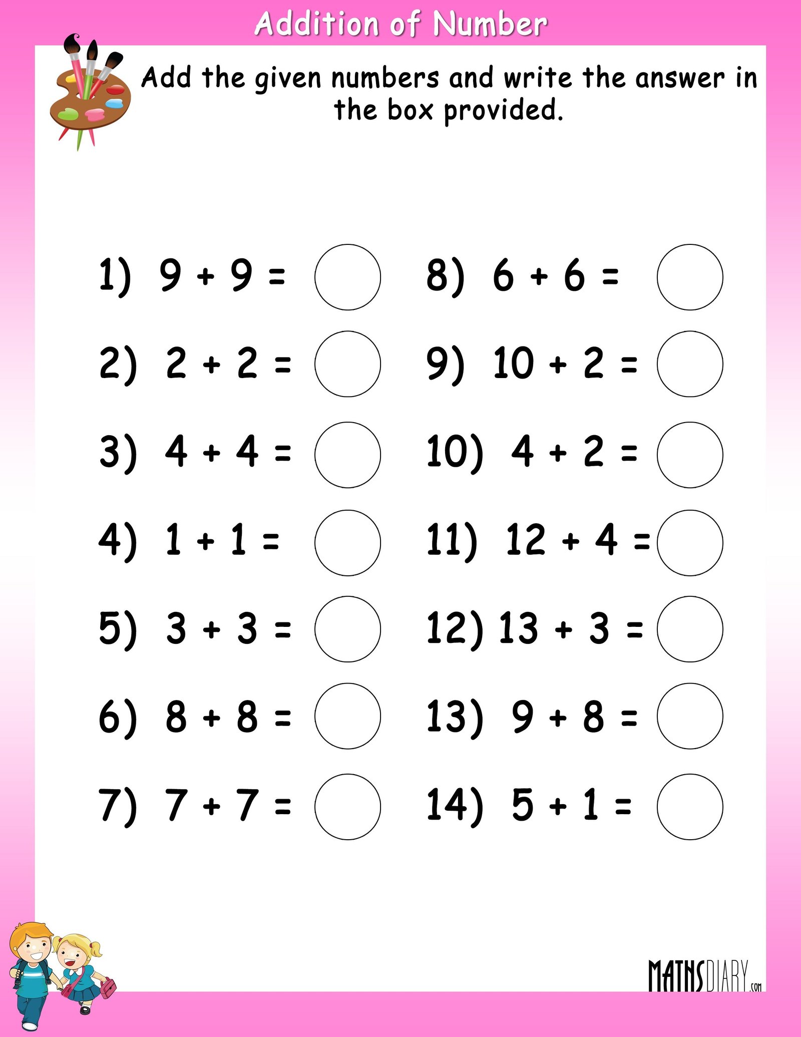 15 Math Worksheets For Kindergarten Counting 1-10