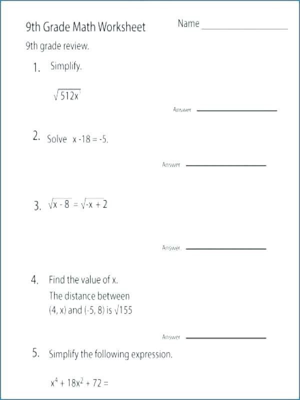 30 Algebra Worksheets Grade Nine
