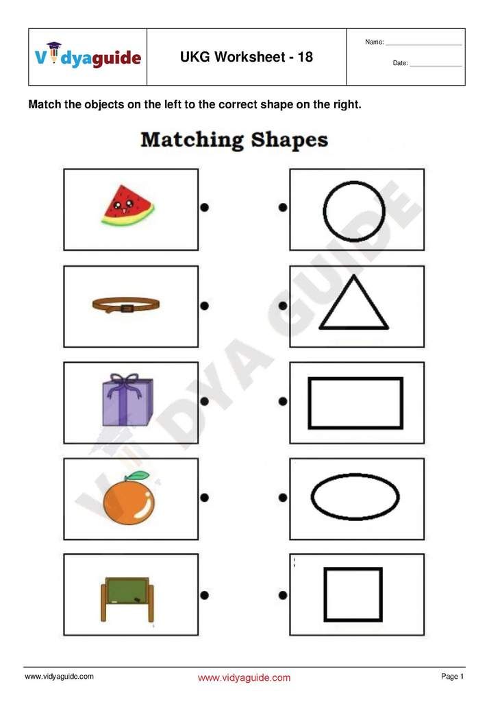 30 UKG Math Learning Sheets
