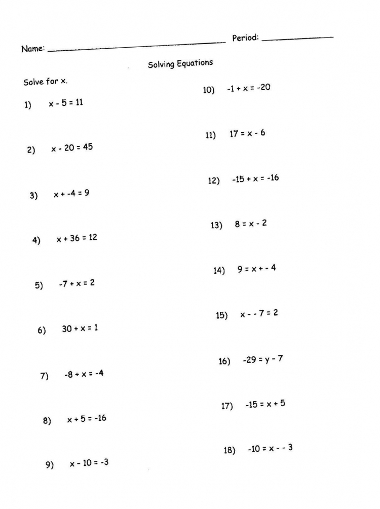 7Th Grade Math Worksheets Printable