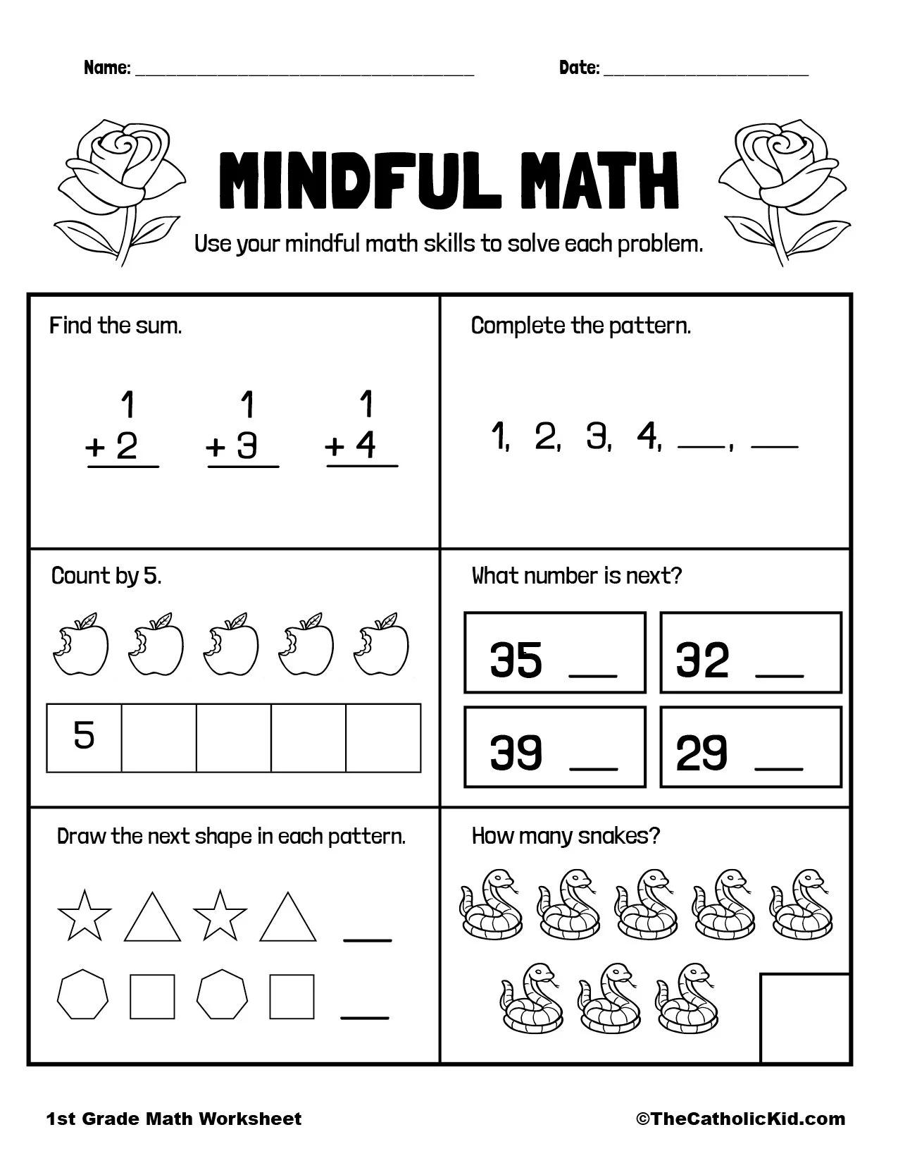 Back To School Math Worksheets 1St Grade