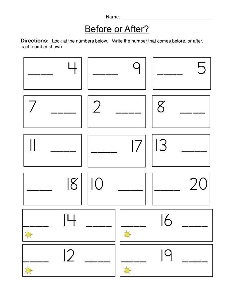 Before And After Math Practice Sheets