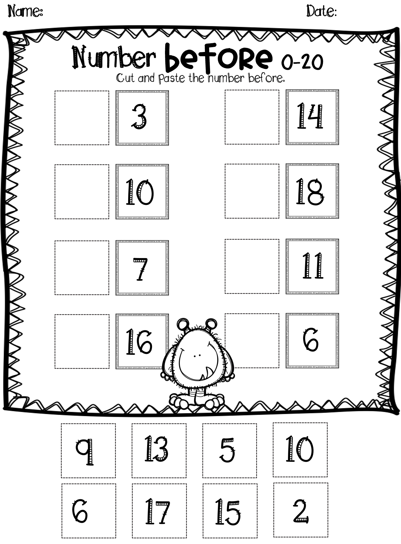 Before And After Math Worksheets For Preschoolers