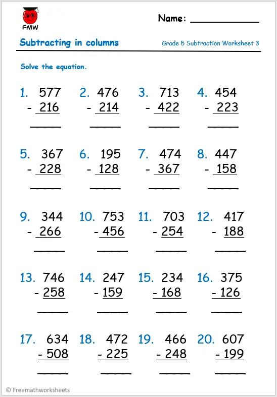 Class 5 Math Exercises Worksheets