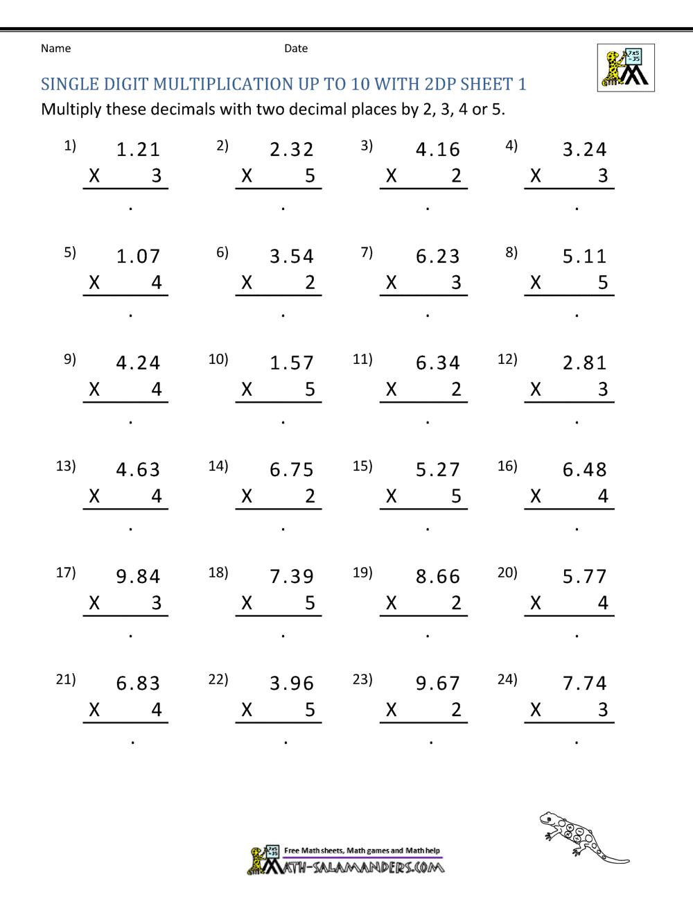 Class 5 Math Worksheets For Practice