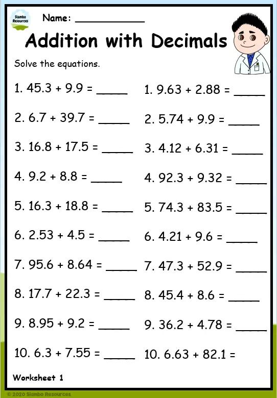 Class 5 Maths Problems Worksheets