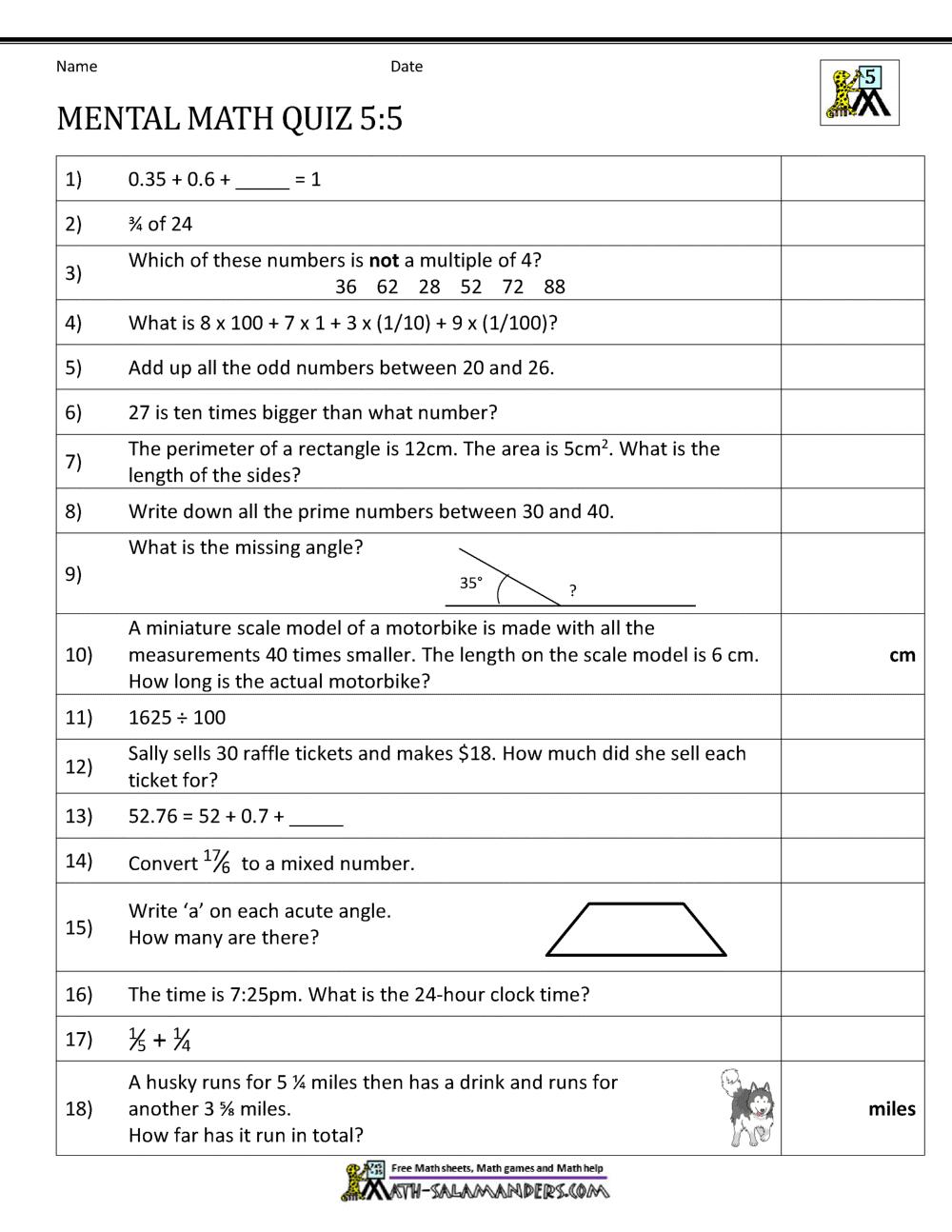 Class 5 Subtraction Worksheets